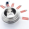 Mutually reinforcing silicone single-handle draining basin, stainless steel water filter basin, leaky basin, steel-handled rice sieve, fruit basket, washing basin, rice-washing basin, filter basin, rice-washing sieve, rice-washing machine, fruit and vegetable basket, multi-purpose basin, stainless steel closely-hole basket, single-handle rice sieve, kitchen Application Scenario